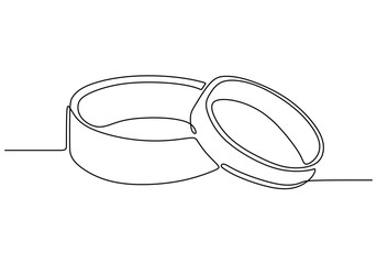 Wedding rings in continuous line drawing. Illustration for couple love and marriage theme.