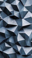 Fototapeta premium 3D low-poly background with black triangles, simple shapes, and a dark grey color
