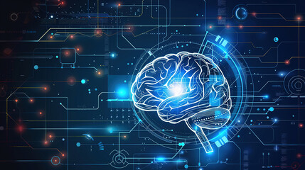 Obraz premium brain power or neurology, graphic of brain presenting. abstract illustration of information technology in medicine, biotechnology