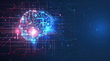 Fototapeta premium brain power or neurology, graphic of brain presenting. abstract illustration of information technology in medicine, biotechnology