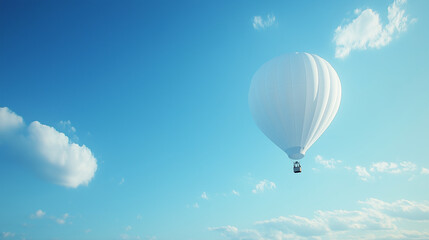 White Hot Air Balloon In Clear Sky Adventure And Serenity Theme