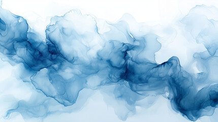 Obraz premium Fluid Blue and White Ink Waves Flowing Across Canvas for Calm Nature and Ocean Inspired Designs