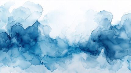 Abstract Blue Watercolor Wave Brush Strokes on White Background Ideal for Nature and Ocean-Themed Designs