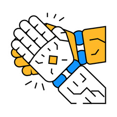 clap applause robot hand gesture line icon vector. clap applause robot hand gesture sign. isolated symbol illustration