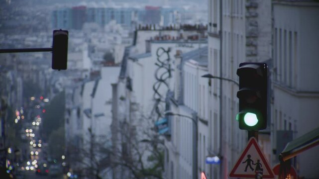 Traffic light Top view of Paris