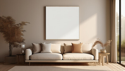 Living room wall poster mockup