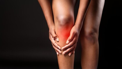 Knee Bone Osteoarthritis Joint Pain and Arthritis on a Black Background