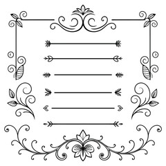 Ornate Frame with Arrows Dividers Vector Set
