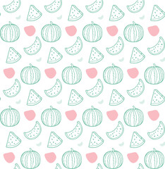  watermelon pattern soft outlines vector design illustration