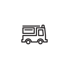 Fire truck icon. Fire engine symbol. Emergency vehicle. Fire department truck. Simple line art fire truck.