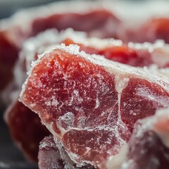 Obraz premium Close-Up of Frozen Meat with Artistic Angles