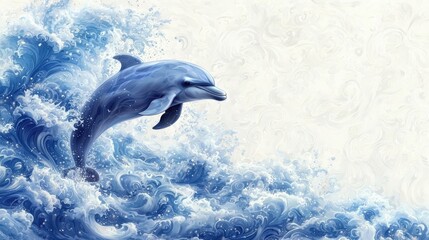 Fototapeta premium A vibrant dolphin leaping through ocean waves, showcasing the beauty of marine life.