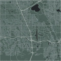 Map of Centennial in Colorado in a smooth dark style. Contains layered vector with roads water, parks, etc.