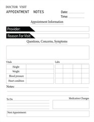 doctor visit note book template