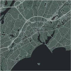 Map of Midford in Connecticut in a smooth dark style. Contains layered vector with roads water, parks, etc.