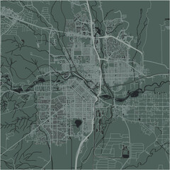 Fototapeta premium Map of Pueblo in Colorado in a smooth dark style. Contains layered vector with roads water, parks, etc.
