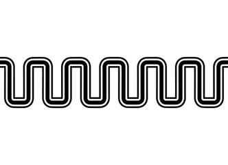 Seamless modern vector eel from black curved lines on a white background. Zigzag, serpentine, Design element. Border. Vector background