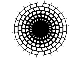 Obraz premium Round vector eel made of black curved lines on a white background. Design element. Vector background. Neuro lines. mandala