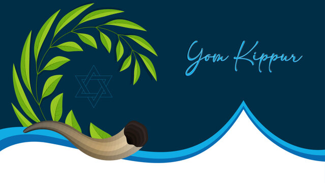 Yom Kippur template, vector Illustration. Jewish Holiday Decorative Design Suitable for Greeting Card, Poster, Banner, Flyer. Israel Holiday for Judaism.