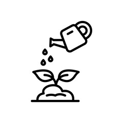 vector icon of watering plants in line style