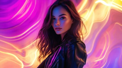 Fototapeta premium Woman in Neon Light