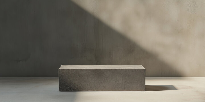 Solid rectangular block of concrete and cobble stone