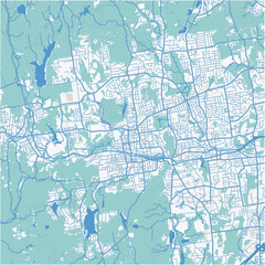 Map of Bristol in Connetticut in a professional blue style. Contains layered vector with roads water, parks, etc.