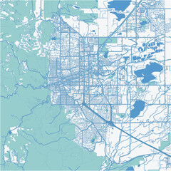 Map of Boulder in Colorado in a professional blue style. Contains layered vector with roads water, parks, etc.