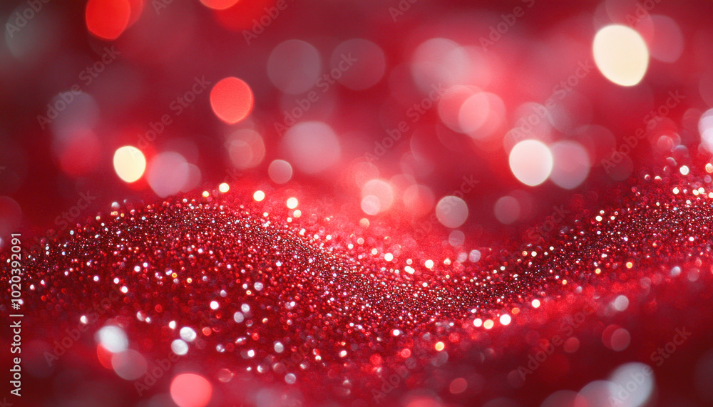 Poster defocused red glitter creating festive bokeh effect background
