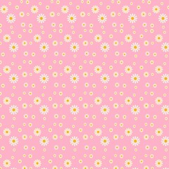 Seamless white daisy pattern featuring delicate blooms with bright yellow centers, set against a soft, neutral background. Ideal for textiles, stationery, or spring-themed designs, evoking a fresh, na