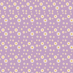 Seamless white daisy pattern featuring delicate blooms with bright yellow centers, set against a soft, neutral background.