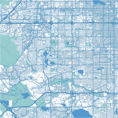 Map of Lakewood in Colorado in a professional blue style. Contains layered vector with roads water, parks, etc.