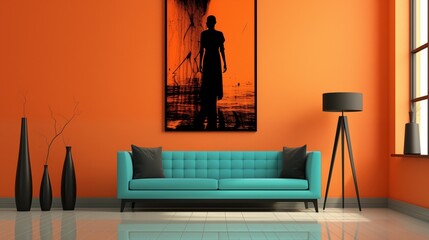Stylish silhouette against a vibrant abstract wall