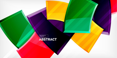 Obraz premium Round 3d shapes, plates background. Creative composition design template