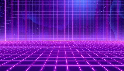 vaporwave grids Retro Style landscape with grid background