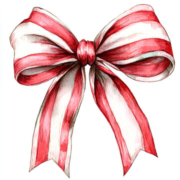 recommend clip art: Watercolor Red and White Striped Bow Clip Art Illustration