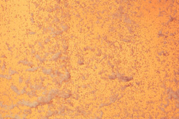 Winter snow falling flying over sunset evening orange sky. Snow dust falling throwing in sunlight sunset on orange evening, yellow background isolated