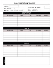 DAILY  NUTRITION  TRACKER KDP INTERIOR