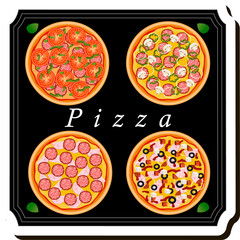 Illustration on theme big hot tasty pizza to pizzeria menu