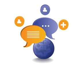 Obraz premium Follower speech balloon above the earth