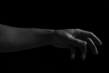 Fototapeta premium Man hand dark background. Man hand dark. Background. Male. Photo. Model. Finger. 