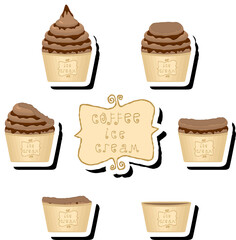 Big colorful set different forms natural dessert ice cream of consisting various ingredients