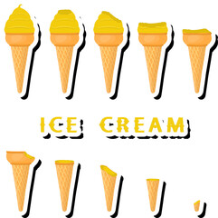 Big colorful set different forms natural dessert ice cream of consisting various ingredients