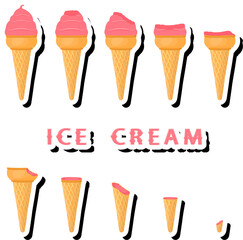 Big colorful set different forms natural dessert ice cream of consisting various ingredients