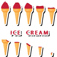Big colorful set different forms natural dessert ice cream of consisting various ingredients