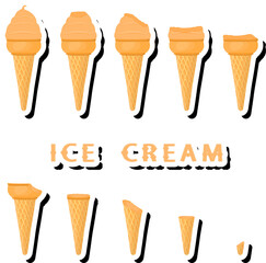 Big colorful set different forms natural dessert ice cream of consisting various ingredients