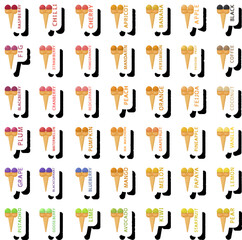 Big colorful set different tastes natural dessert ice cream of consisting various ingredients