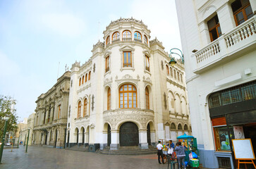 The Colon Theater or Teatro Colon, a Gorgeous National Monument on Plaza San Martin in Lima, Peru,...