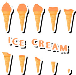 Big colorful set different forms natural dessert ice cream of consisting various ingredients