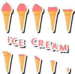 Big colorful set different forms natural dessert ice cream of consisting various ingredients
